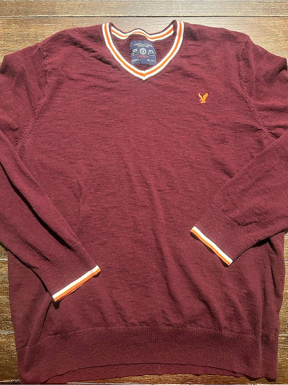 American Eagle Outfitters Athletic Fit V-Neck Sweater Burgundy XXL